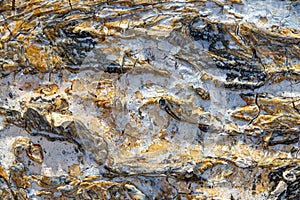 High res extreme close up of abstract modern painting art of bright yellow white and black splashes texture background