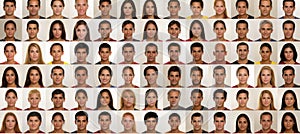 High res passport style portraits of diverse ethnicities, highlighting unique facial features