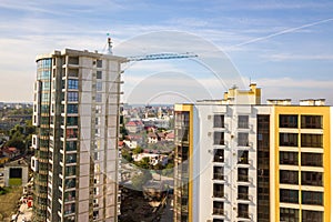 High residential apartment building under construction. Real estate development