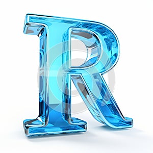 High Resolution 3d Illustration Of The Letter R In Blue Glass