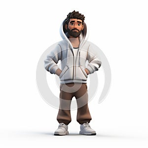 High Resolution 3d Render Cartoon Of Elijah In White Hoodie