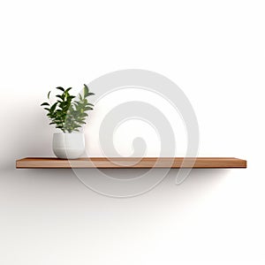 High Resolution 3d Render Of White Wall Shelf With Plant And Pot