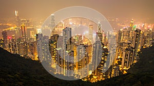 High resolution 4k timelapse view of Hong Kong City during night time