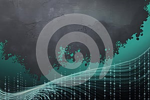 Abstract Digital Technology Background Flowing Lines Binary Code Dark Teal - Futuristic Graphic