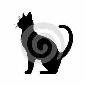 High Resolution Cat Silhouette - Cute Side View Vector Drawing photo