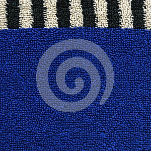 Cotton Fabric Texture - Blue with Black & White Stripes