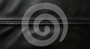 Black leather texture background with stitching detail