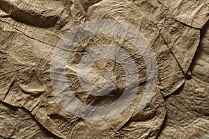 High resolution crumpled vintage brown paper texture close up