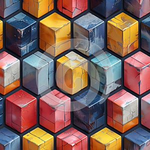 High-Resolution 3D Cubes Geometric Pattern Vibrant and Modern Abstract Design photo