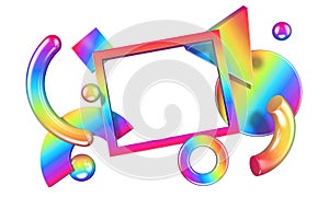 Abstract composition with 3D objects in all colors gradients