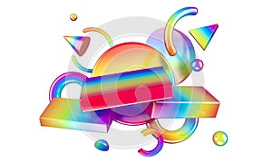 Abstract composition with 3D objects in all colors gradients