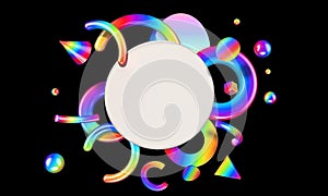 Abstract composition with 3D objects in all colors gradients