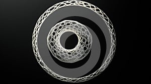 This high-resolution, 3D-rendered image features a simple, yet striking network circle with no center. Generative AI photo