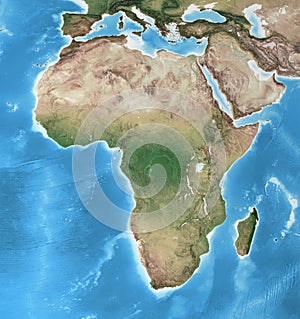 High resolution detailed map of Africa
