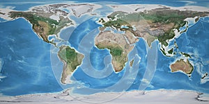 High resolution detailed map of the Earth and land borders