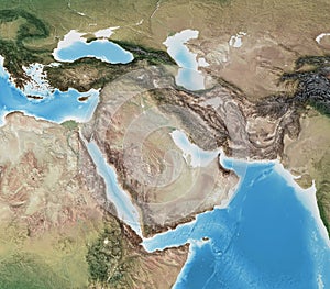 High resolution detailed map of Middle East