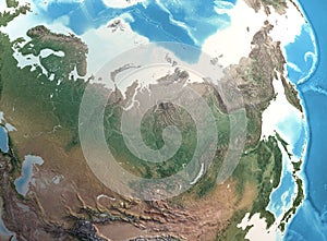 High resolution detailed map of Siberia, Russia, North Asia