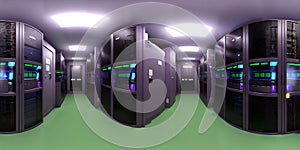 High resolution HDRI 360 panorama of a server data room center