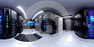 High resolution HDRI 360 panorama of a server data room center