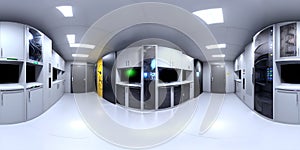 High resolution HDRI 360 panorama of a server data room center
