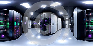 High resolution HDRI 360 panorama of a server data room center