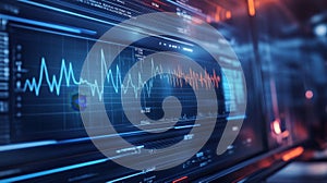 High-Resolution Heart Rate Monitor Display with Dynamic Waveforms and Data Graphics for Health Technology Interfaces and Digital