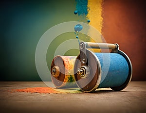 Paint Roller Spilling onto a Smooth Surface