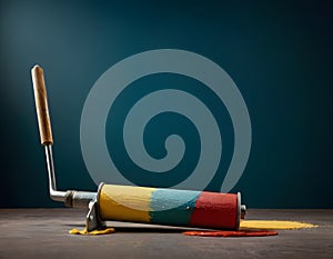 Paint Roller Spilling onto a Smooth Surface