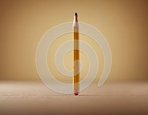 Sharp Yellow Pencil with Freshly Sharpened Tip on Smooth Surface
