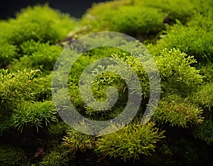 Vibrant Green Moss Growing on Forest Floor, Close-Up Nature Texture