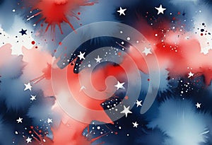 Liberty\'s Watercolor Burst: Red, White, and Blue Stars for Independence Day photo