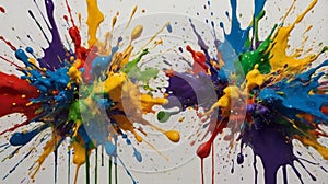 Color Symphony: Dynamic Watercolor Splash on White Canvas