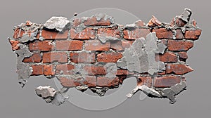 Crumbling Brick Wall Texture Decayed Masonry Grunge Background Red Bricks Construction Detail