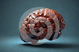 Human Brain Model on Blue Background.
