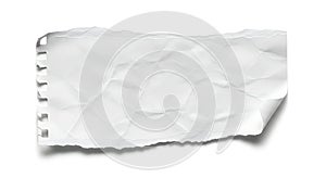 Ripped wrinkled notebook paper isolated on white