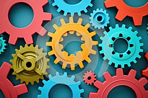 Colorful Gears Background, Teamwork Concept