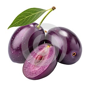 Fresh Jamun Fruit (Java Plum) Isolated on White Background