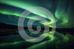 Una imagen de alta resolución de la aurora boreal en Islandia.