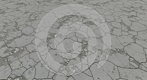 Cracked Concrete Ground Texture: Weathered Surface with Irregular Cracks