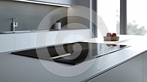 Sleek modern kitchen with touch-control induction cooktop and minimalist design