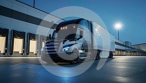 A Freightliner delivery truck parked in front of a distribution center, emphasizing its crucial