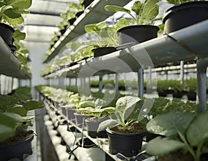 High-resolution image showcasing a modern vertical hydroponic farming setup with lush green plants