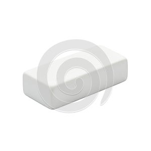 White Rectangular Eraser Isolated on White Background