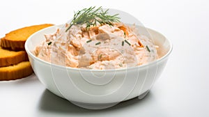 High Resolution Image Of Smoked Salmon Dip On White Background