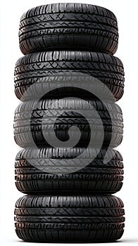A stunning image of stack of tires isolated on transparent background.