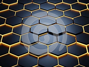 Golden hexagonal pattern on dark background