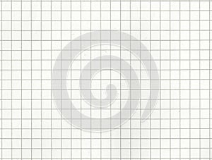 High resolution large image of a white uncoated checkered graph paper scan weathered beige tint thin textbook paper page with gray