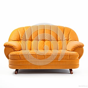 High Resolution Loveseat: Orange Couch On White Background