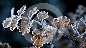 High Resolution Macro Shot Of Frost Crystals On A Maidenhair