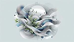 Nature Meets Technology: A High-Resolution Masterpiece of Halftone Patterns and Geometric Shapes photo